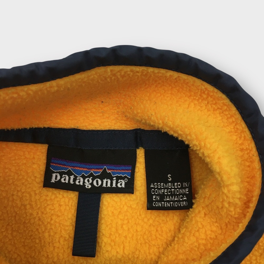 VINTAGE Patagonia Fleece Snap T Neck Pullover Jacket Yellow Men's Size S (SPOTS) - Picture 5 of 10